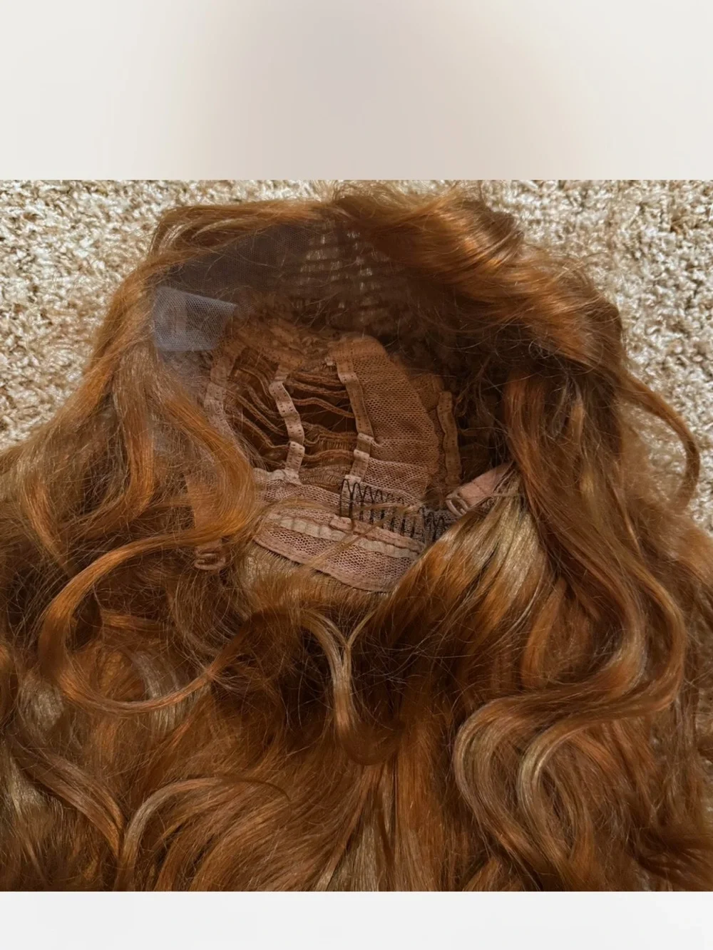 Long wavy auburn/ginger lace front wig